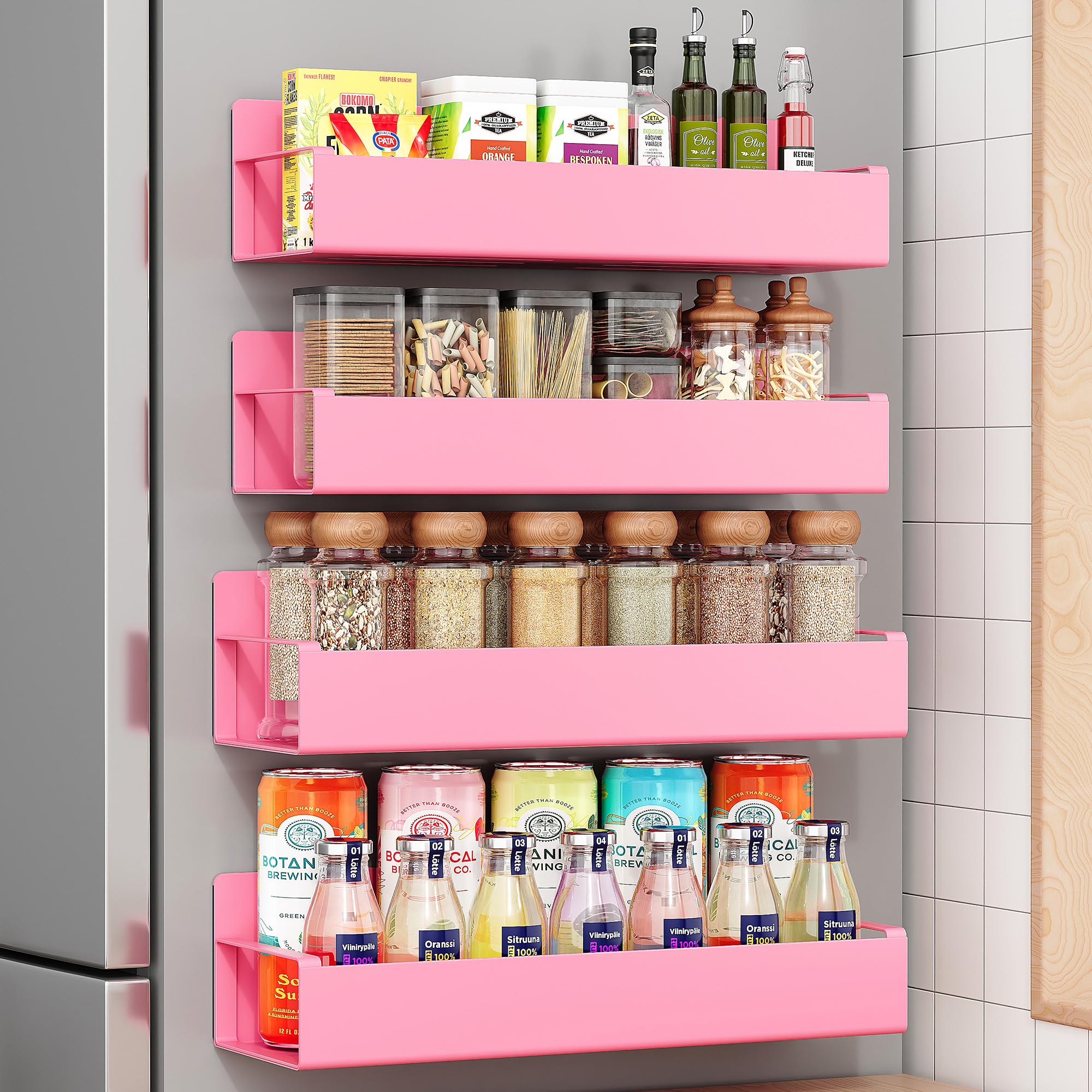 Amazon.com: Vetacsion 4 Pack Moveable Fridge Magnetic Spice Racks